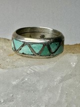 Zuni ring Turquoise wedding band size 6 sterling silver women men - £45.94 GBP
