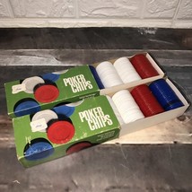 Lot Of 2 1950s Tri-State Plastic Poker Chips 100 Red White Blue Interloc... - $23.27