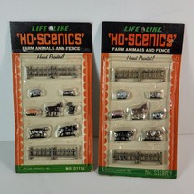Lot 2 Vintage Life-Like Train HO Scale Scenes Farm Animals &amp; Fence For L... - $21.77
