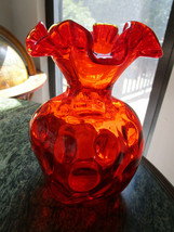 Mid Century Amberina Glass Tiara Optic Dots Paneled Handblown Vase Ewer Pick 1 - £52.19 GBP