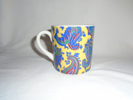 Laura Ashley Paisley Mug Cup Staffordshire England Blue &amp; Yellow - $9.90
