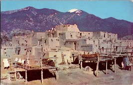 Vtg Postcard, South Pueblo, Taos , Pueblo Mountain in the backdrop - £5.08 GBP