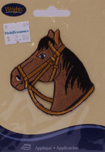 Wrights Horse Head Iron On Applique Brown Badge Equestrian Riding M211.10 - £2.35 GBP