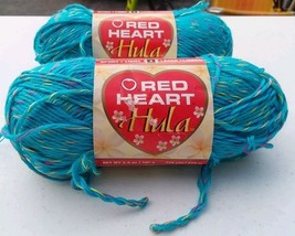 Red Heart Hula Yarn 2 Skeins 3.5oz 238 Yards 3 Light 1927 Turquoise Mult... - £14.87 GBP
