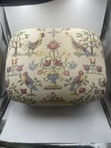 Rare Vintage MCM Tapestry Farmhouse Footstool Wooden Bunn Feet Chickens - £61.85 GBP