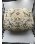 Rare Vintage MCM Tapestry Farmhouse Footstool Wooden Bunn Feet Chickens - $107.56 CAD