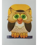 Vintage Owl Paper Die Cut with Big Eyes Colorful Halloween Decoration - $14.80