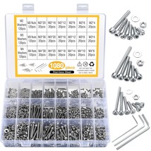 1080Pcs Screws Bolts And Nuts And Washers Assortment Set, Metric M4, 1080 Silver - $41.95