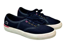 Lacoste Womens Canvas Sneakers Size 5.5 Navy Pink Rene Vaultstar Lace-up Shoes - £12.88 GBP