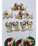 Vintage Composite White Scottish Scottie Terrier Christmas Ornaments x 12 - £56.78 GBP