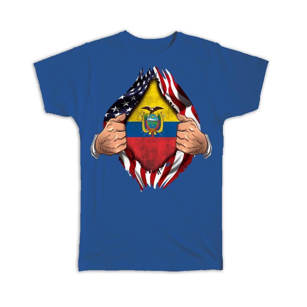 Ecuador : Gift T-Shirt Flag USA American Chest Ecuadorian Expat Country Item image 8