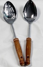 2 Ekco Chromium Plated Mixing Spoons 12.5&quot; Slotted &amp; 2 Tablespoon Measuring - £28.30 GBP