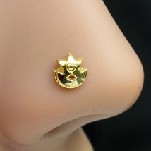 Cute 14K Real Gold Moon Star Style Nose Stud Indian Push Pin nose Ring - £28.30 GBP