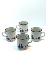 Castellania Blue White Geese Stoneware Mugs Cups Italy Set of 4 Country ... - $21.77
