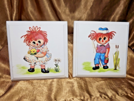 Vintage Raggedy Ann &amp; Andy 3-D Decoupaged Hand Painted Puffy Thayer 5.5&quot;... - $428.36 MXN