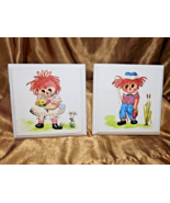Vintage Raggedy Ann &amp; Andy 3-D Decoupaged Hand Painted Puffy Thayer 5.5&quot;... - $426.57 MXN