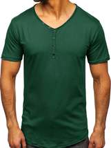 Men&#39;s V-Neck Henley Polo T-Shirt - $18.44