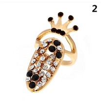 2pcs Charm Crown Flower Crystal Finger Nail Rings  Women Fashion Bowknot   Nail  - £7.71 GBP