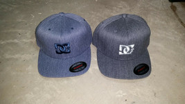 DC SHOE Hat Baseball Cap SAMPLE Black Embroidered logo Flexfit S/M Gray Blue - £19.92 GBP