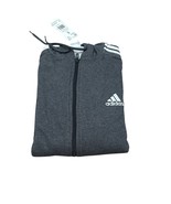 Adidas Mens Ess 3-Stripes Fleece Full Zip Hoodie Dark Gray IJ6480 Size S... - $704.59 MXN