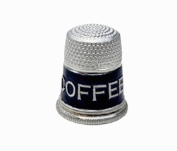 Vintage The Bell Coffee Advertising Thimble Logo Metal Aluminum Made in ... - £5.96 GBP