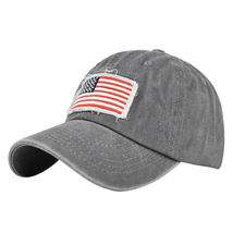 HOT Gray US Flag Dyed Washed Retro - Plain Polo Patriotic Baseball Cap Hat - £12.62 GBP