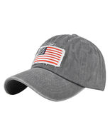 HOT Gray US Flag Dyed Washed Retro - Plain Polo Patriotic Baseball Cap Hat - £12.34 GBP