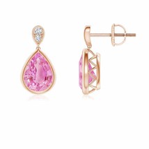 Authenticity Guarantee 
ANGARA Bezel-Set Pink Sapphire Teardrop Earrings with... - £707.50 GBP