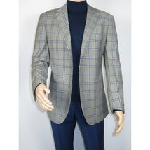 Men's Mono Turkey Sport Coat 100% Super 180s Wool 1480-03 Gray Blue Plaid image 4