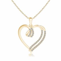 Authenticity Guarantee 
Diamond Double Layered Heart Dangle Pendant in 14K Ye... - £416.21 GBP