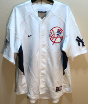 New York Yankees MLB Vintage 90s Nike Team Logo Sewn White Baseball Jersey L - $69.29