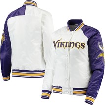DSHARKS Minnesota Vikings White &amp; Purple Satin Bomber Jacket - $150.00+