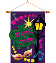 Mardi Gras Time - Applique Decorative Wood Dowel with String House Flag Set HS11 - £37.75 GBP