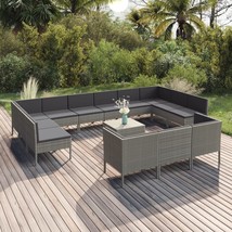  Garden Lounge Set Grey PE rattan Large Removable Covers - $2,145.23 CAD