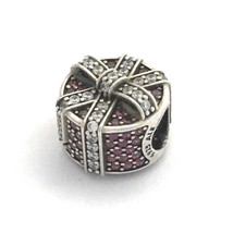 Authentic PANDORA Shimmering Gift Charm, Red/Clear CZ 792006CZR, New - £37.40 GBP