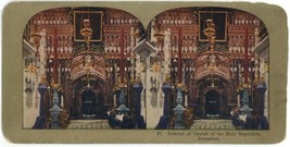 c1900&#39;s Colorized Stereoview Interior of Church of the Holy Sepulchre Jerusalem - £12.51 GBP
