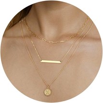 Layered Gold Necklace for Women 14K Gold Plated Initial Necklaces for Wo... - $23.50