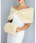 Muff and wrap Cream beige champagne Fake Fur Shrug wrap capelet shawl id... - $58.00