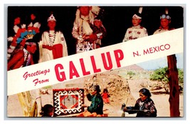 Doppio Vista Banner Greetings Gallup Nuovo Messico NM Unp Cromo Cartolina O18 - £3.16 GBP