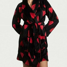 New VICTORIA&#39;S SECRET Women&#39;s Short Cozy Robe Black with Red Hearts Size... - £46.82 GBP