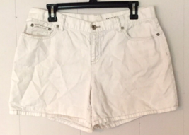 DKNY jean shorts size 10 women white denim high rise 100% cotton - £7.91 GBP