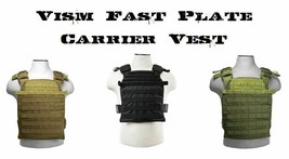 NEW Vism Fast Plate Carrier 10&quot;x12&quot; Adjustable MOLLE Tactical Vest SWAT ... - £46.70 GBP