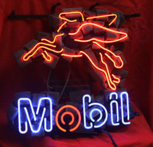 Mobil Gas Real Glass Tube Neon Sign 16&quot;x14&quot; - £110.70 GBP