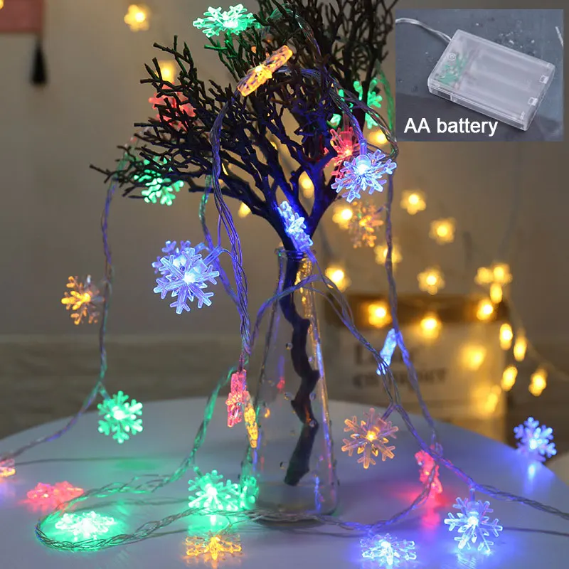 snowflake String Light Christmas Decoration 20LED Fairy Lights Outdoor AA Batter - £60.76 GBP
