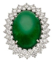 Natural Jadeite Jade, Diamond, and White Gold Ring Total Carat Weight: 1... - £41,300.35 GBP