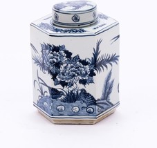 Tea Jar Service Items Vase Flower Bird Hexagonal White Blue Colors May Vary - £158.57 GBP