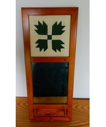 Trumeau style mirror w/ green &amp; white quilt square top rustic farmhouse ... - $48.43 CAD
