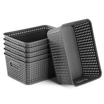 Plastic Storage Baskets Set Of 6 Durable Small Pantry Organizer Bins Organizatio - £31.31 GBP