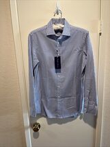 NWT Ralph Lauren Purple Label Men’s Blue White Stripe Dress Shirt Size 15 - $183.15