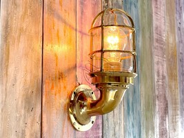 Maritime Salvaged Brass Swan Neck Passageway Bulkhead Wall Mount Light N... - £105.09 GBP